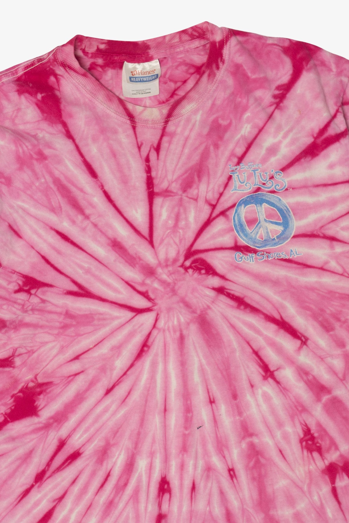 Vintage Pink Tie Dye "Peace Love Lulu's" Lucy Buffett's Lulu's T-Shirt (1990s)