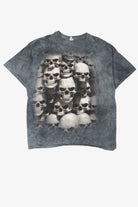 Vintage Dark Gray Pile Of Skulls Tie Dye T-Shirt (2000s)