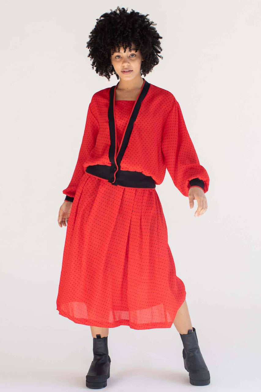 Vintage Red Hashtag Skirt Set