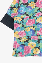 Vintage Printed Floral Cuff Sleeve Ringer T-Shirt (1980s)