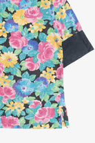 Vintage Printed Floral Cuff Sleeve Ringer T-Shirt (1980s)