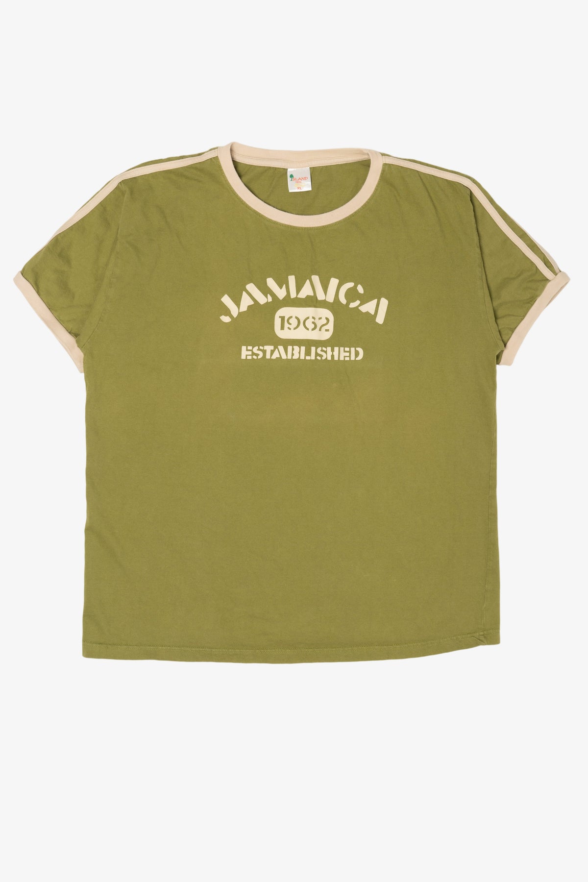 Vintage Olive Jamaica Ringer T-Shirt (2000s)