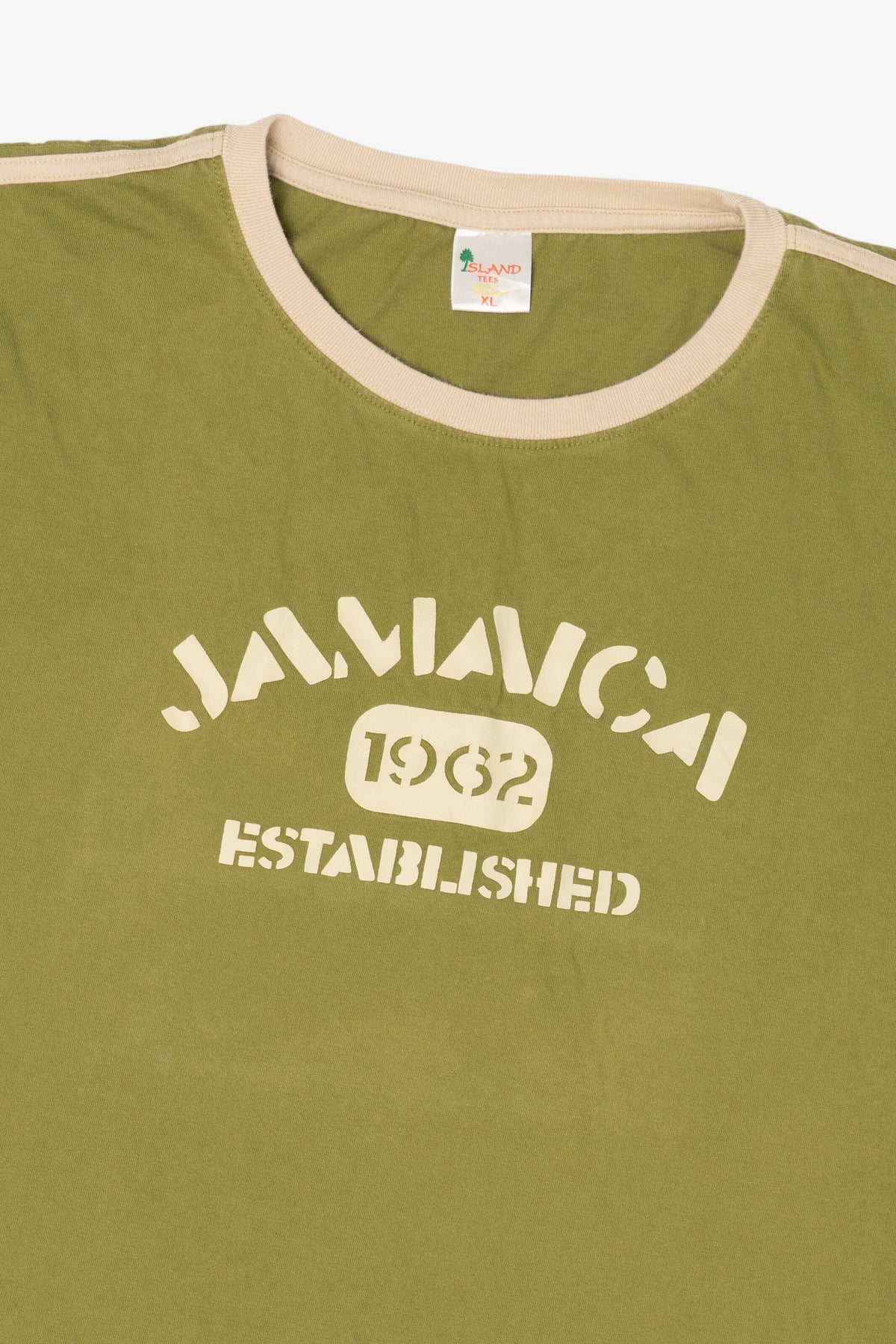 Vintage Olive Jamaica Ringer T-Shirt (2000s)