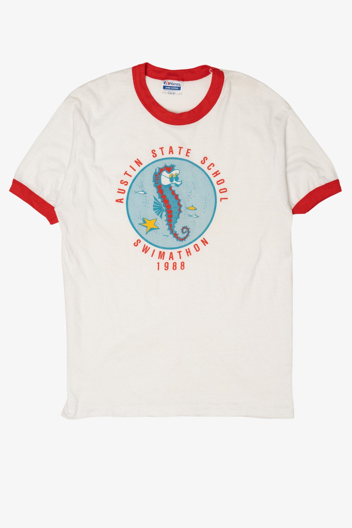 Vintage Austin State School 1988 Swimathon Ringer T-Shirt (1980s)