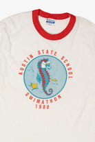 Vintage Austin State School 1988 Swimathon Ringer T-Shirt (1980s)