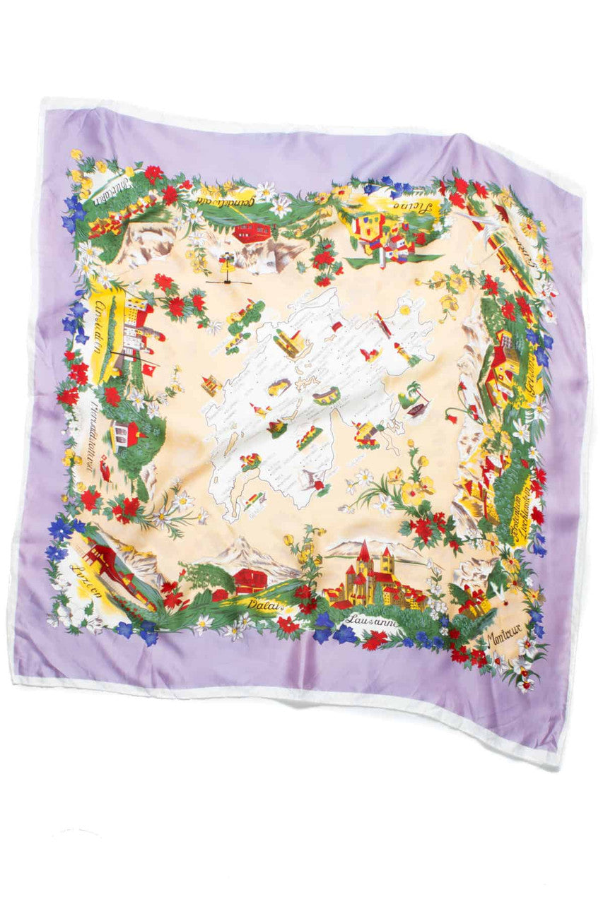 Vintage Map of Germany Printed Pastels Scarf
