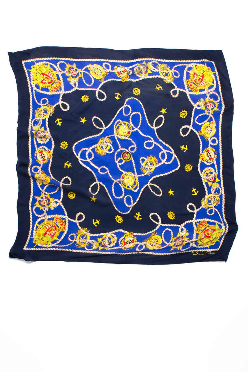 Vintage Oscar de la Renta Nautical Silk Scarf