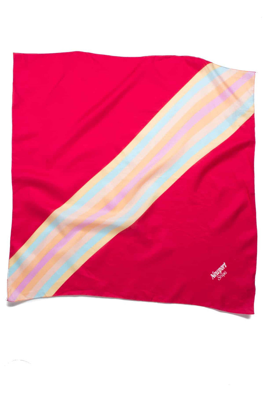 Vintage Magenta Newport Stripes Branded Scarf