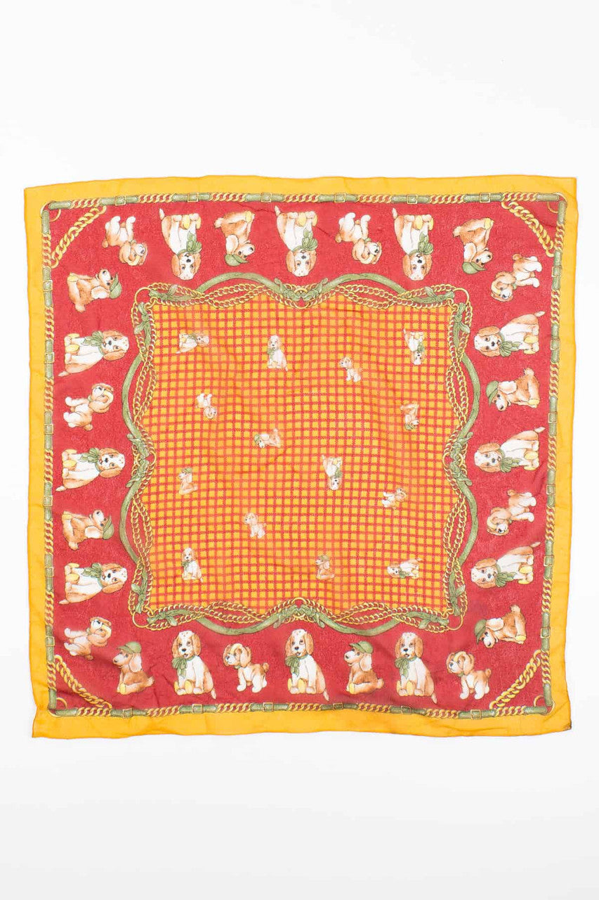 Vintage Puppy print Sheer Scarf