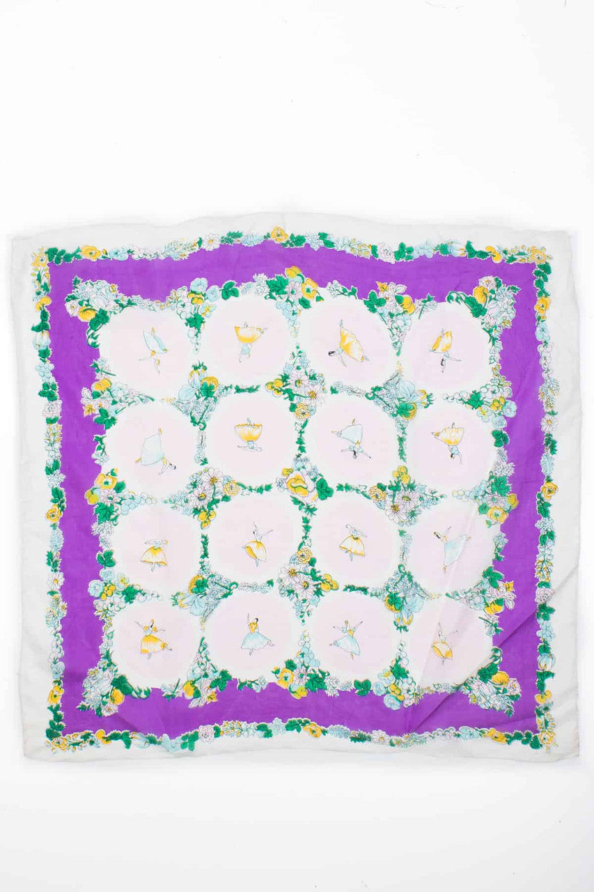 Vintage Silk Printed Ballerinas Scarf