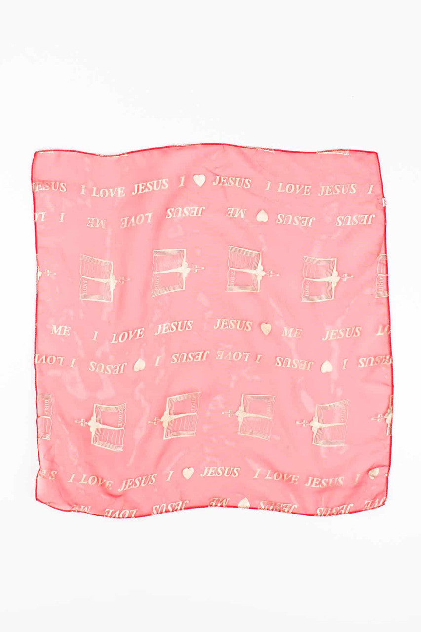 I HEART JESUS Gold Printed Vintage Sheer Scarf