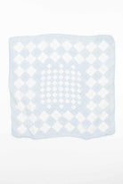 Vintage Baby Blue Silk Geometric Printed Scarf