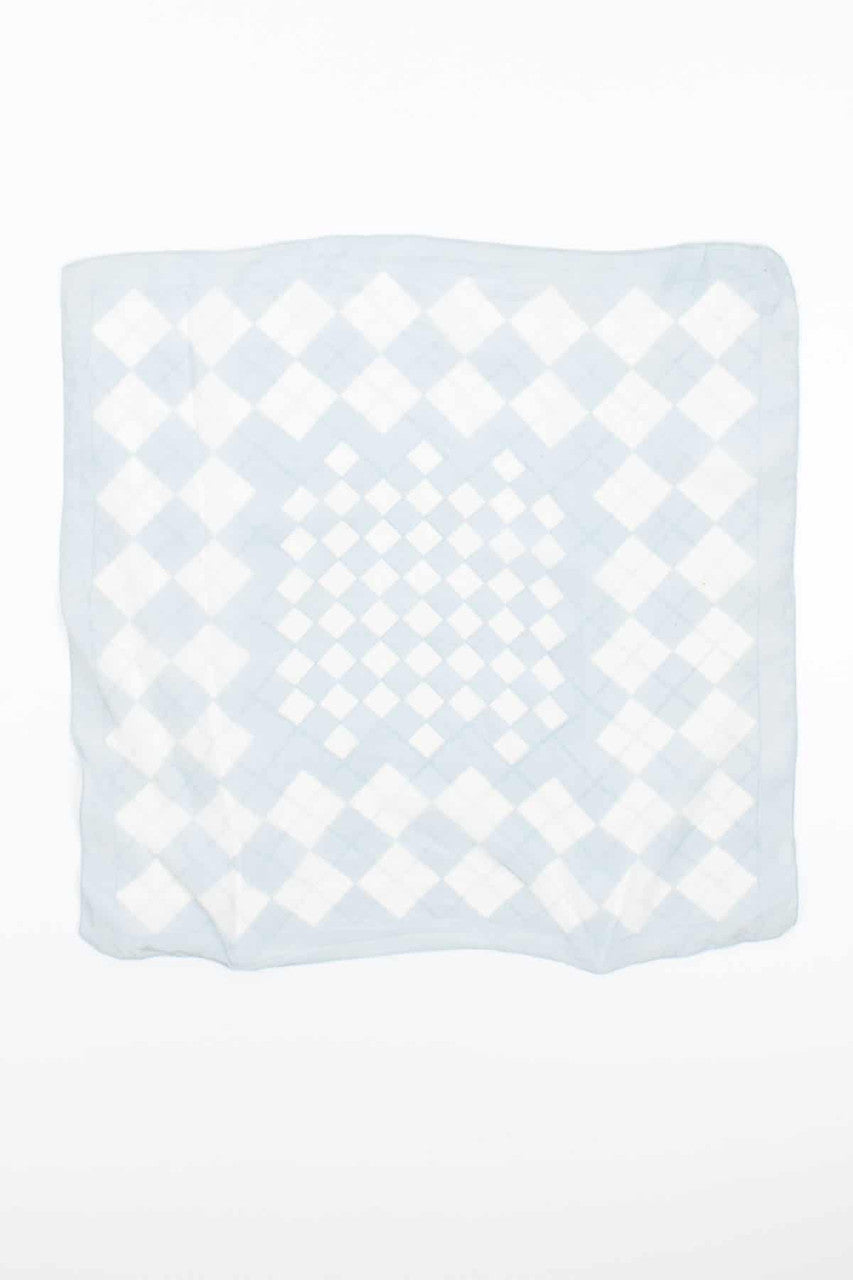 Vintage Baby Blue Silk Geometric Printed Scarf