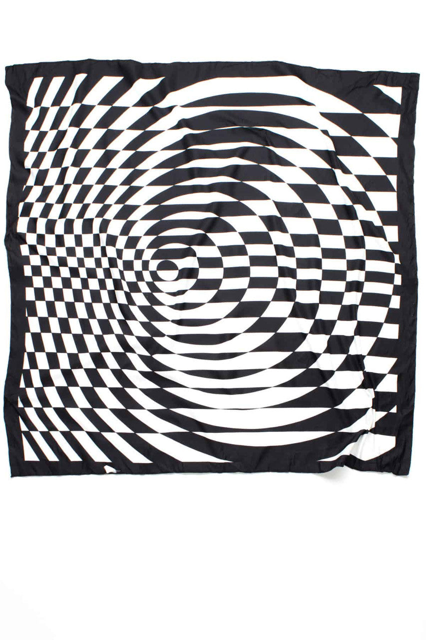 Vintage Black & White Illusion Print Scarf