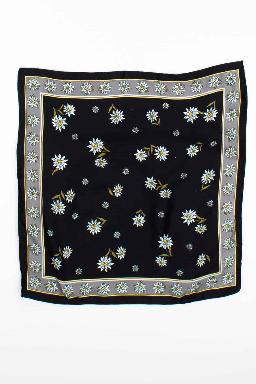 Satin Floral Printed Vintage Scarf