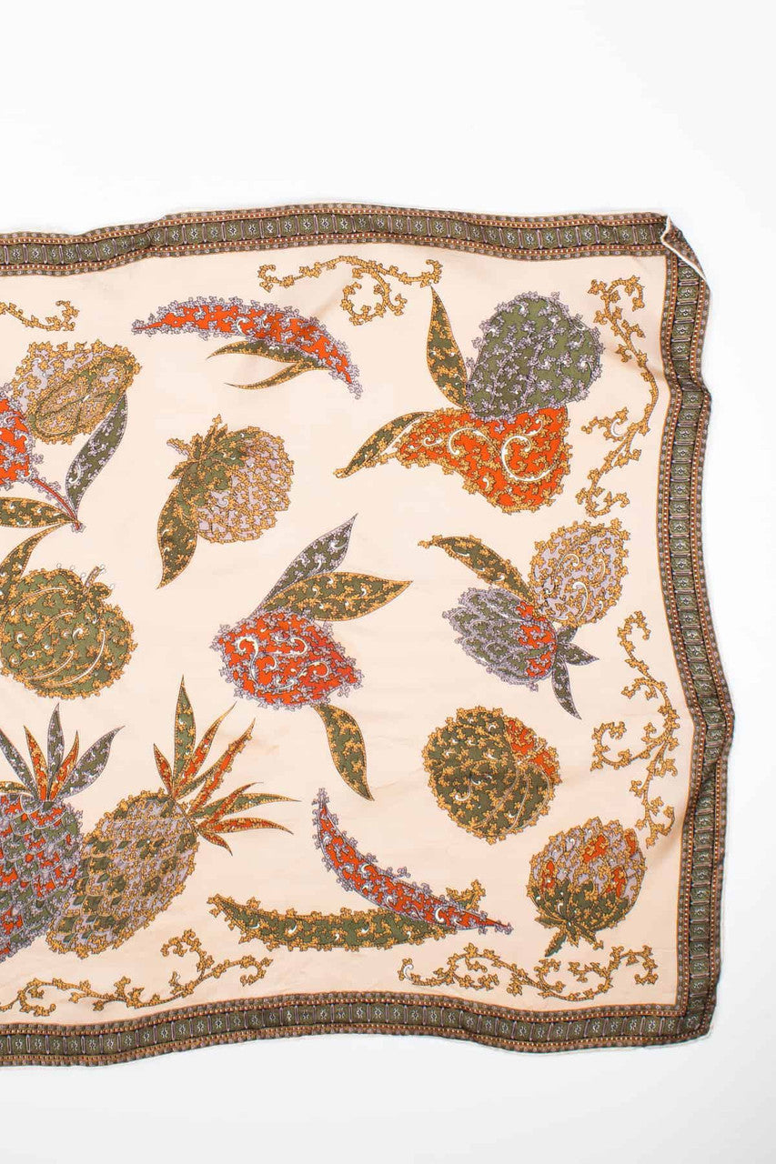 Large Vintage Muted Tones Floral Paisley Print Scarf