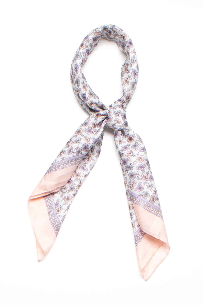 Sheer Stripes Pastel Floral Print Scarf