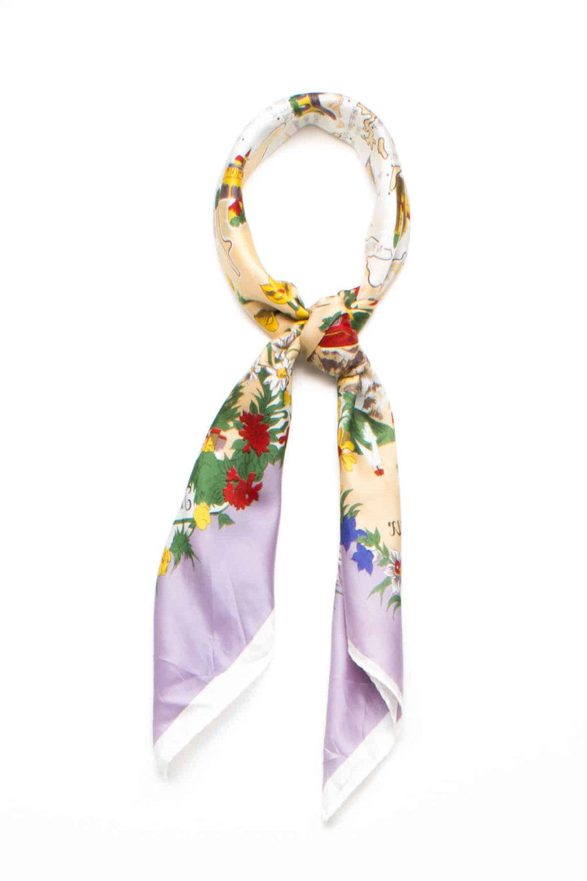 Vintage Map of Germany Printed Pastels Scarf