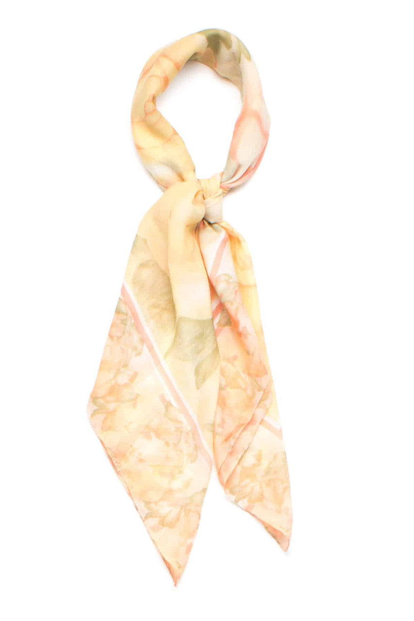 Vintage Ultra Lightweight Large Floral Print Silk Chiffon Scarf