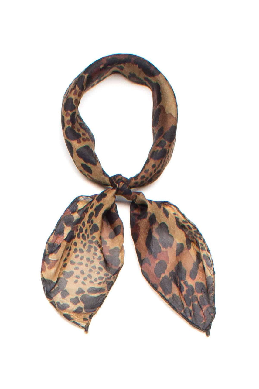 Sheer Vintage Dark Leopard Print Neck Scarf