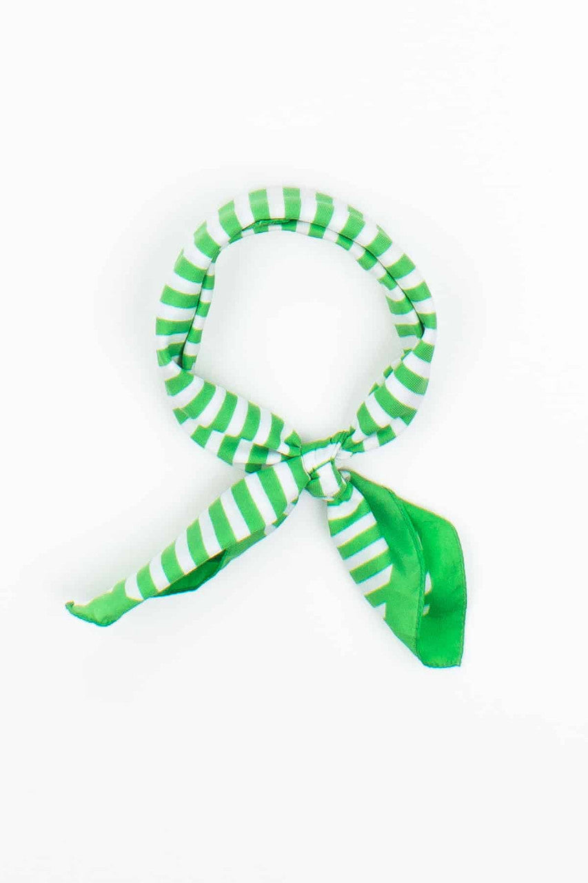 Vintage Green Striped Neck Scarf