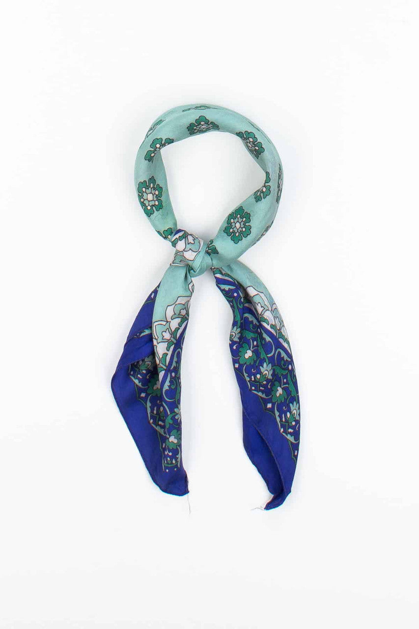 Teal Vintage Floral Printed Scarf