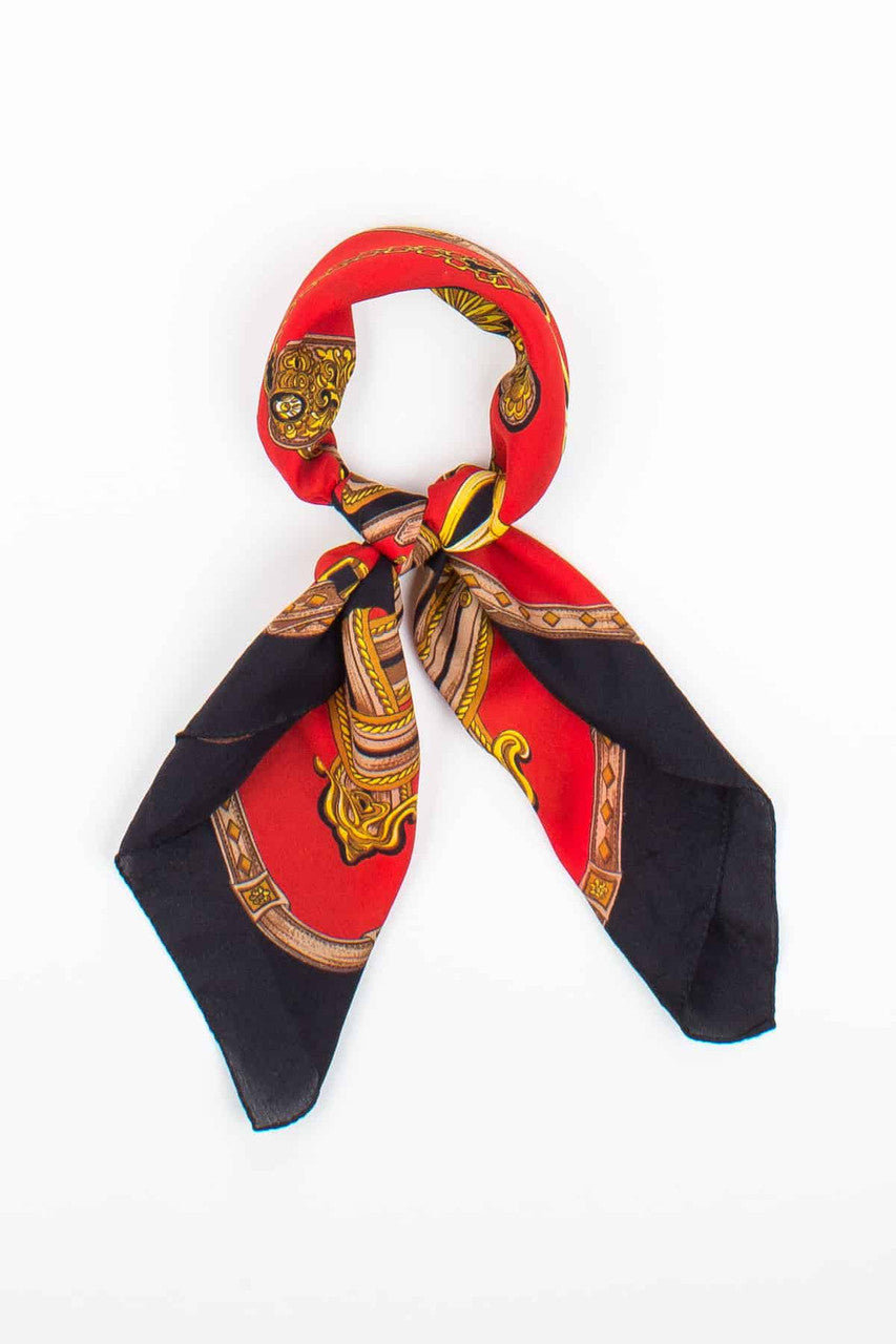 Vintage Gold Hardware Printed Equestrian Riding Scarf