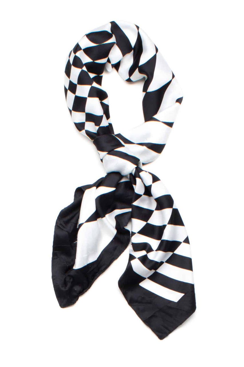 Vintage Black & White Illusion Print Scarf