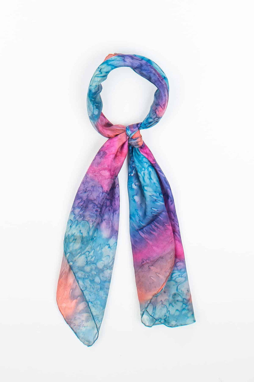 Large Marbled Tie-Dye Cotton Candy Silk Scarf