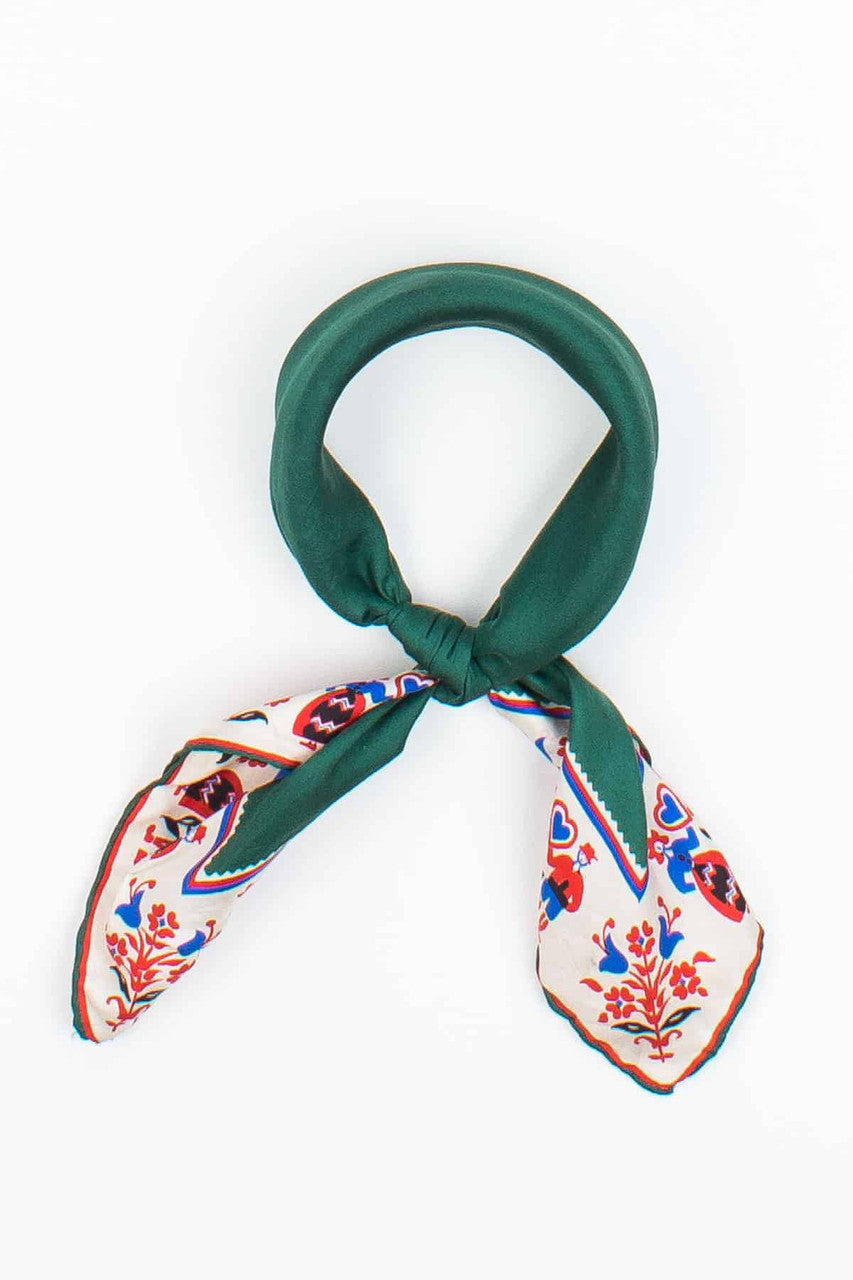 Vintage Scandinavian Printed Border Scarf