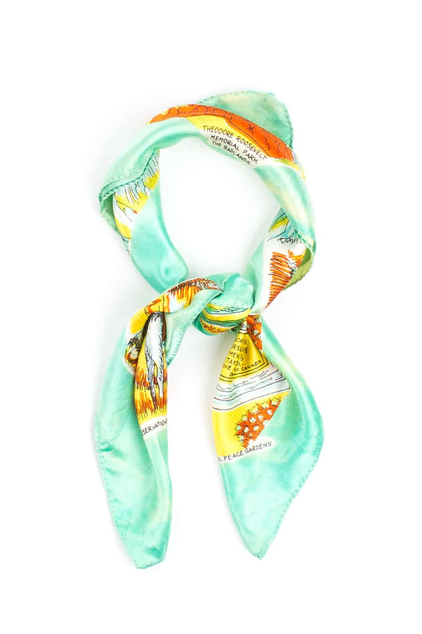 North Dakota Illustrated Map Vintage Scarf