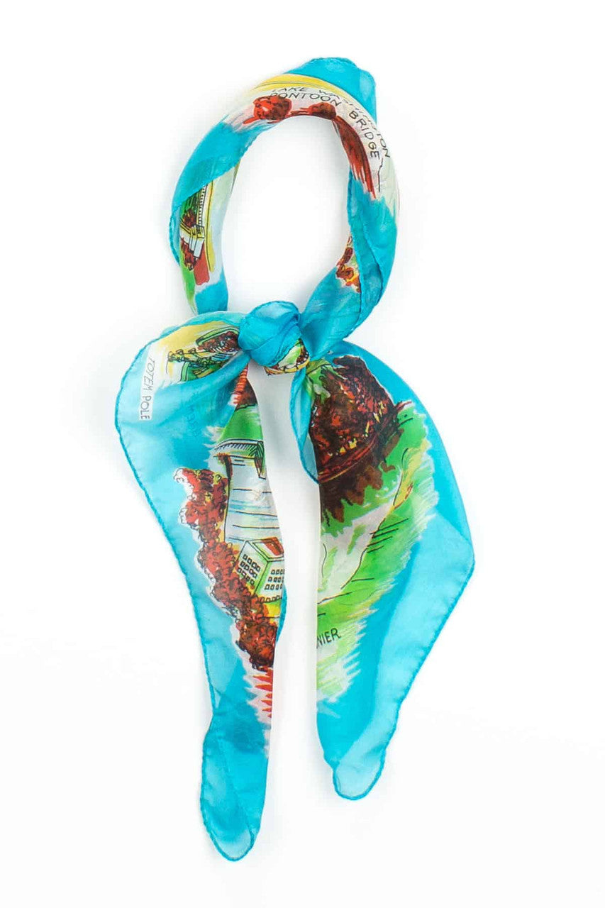 Washington State Illustrated Map Vintage Silk Scarf