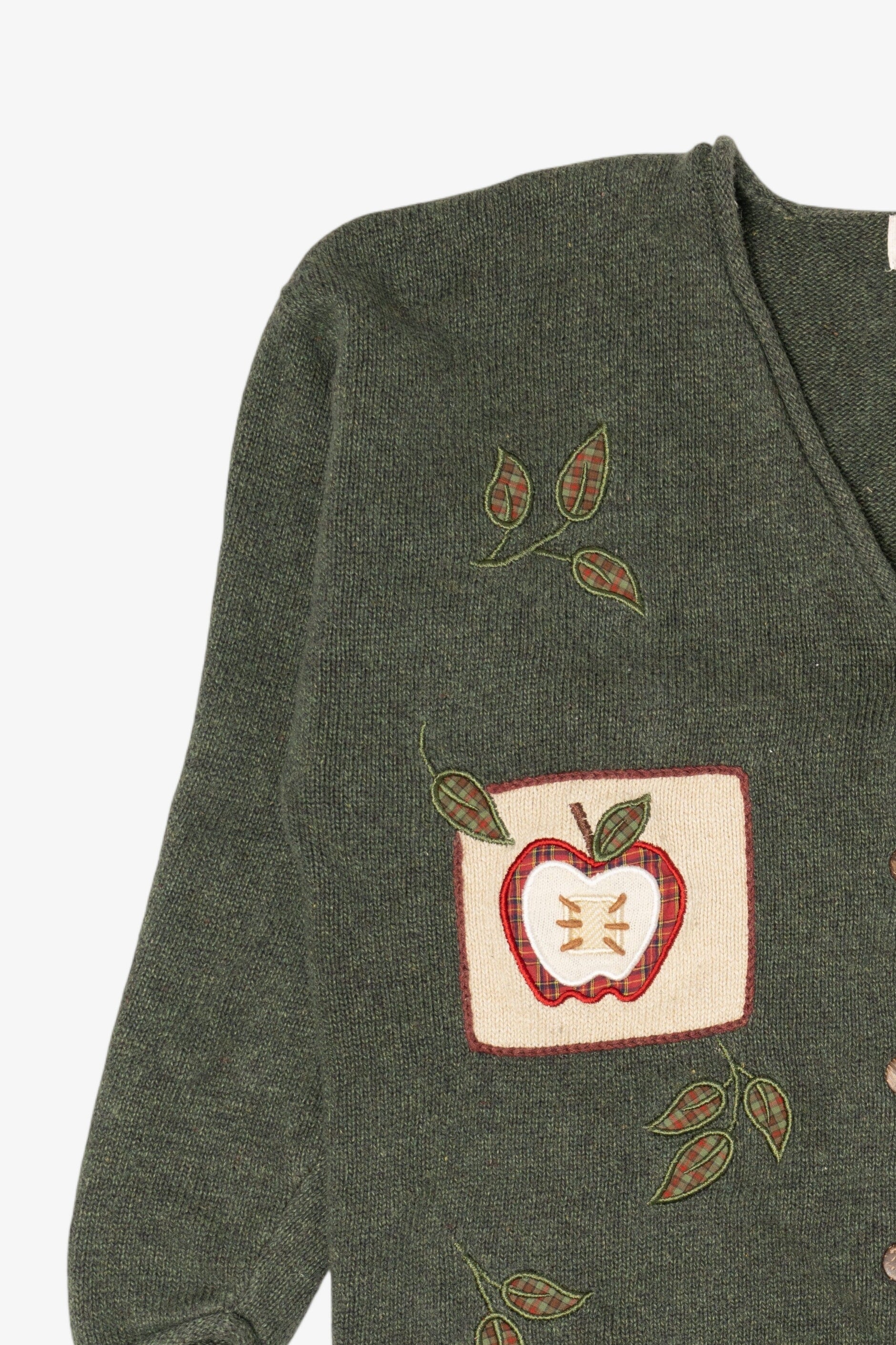 Vintage Green Mandal Bay Autumn Apple Teacher Cardigan Sweater (1990s)