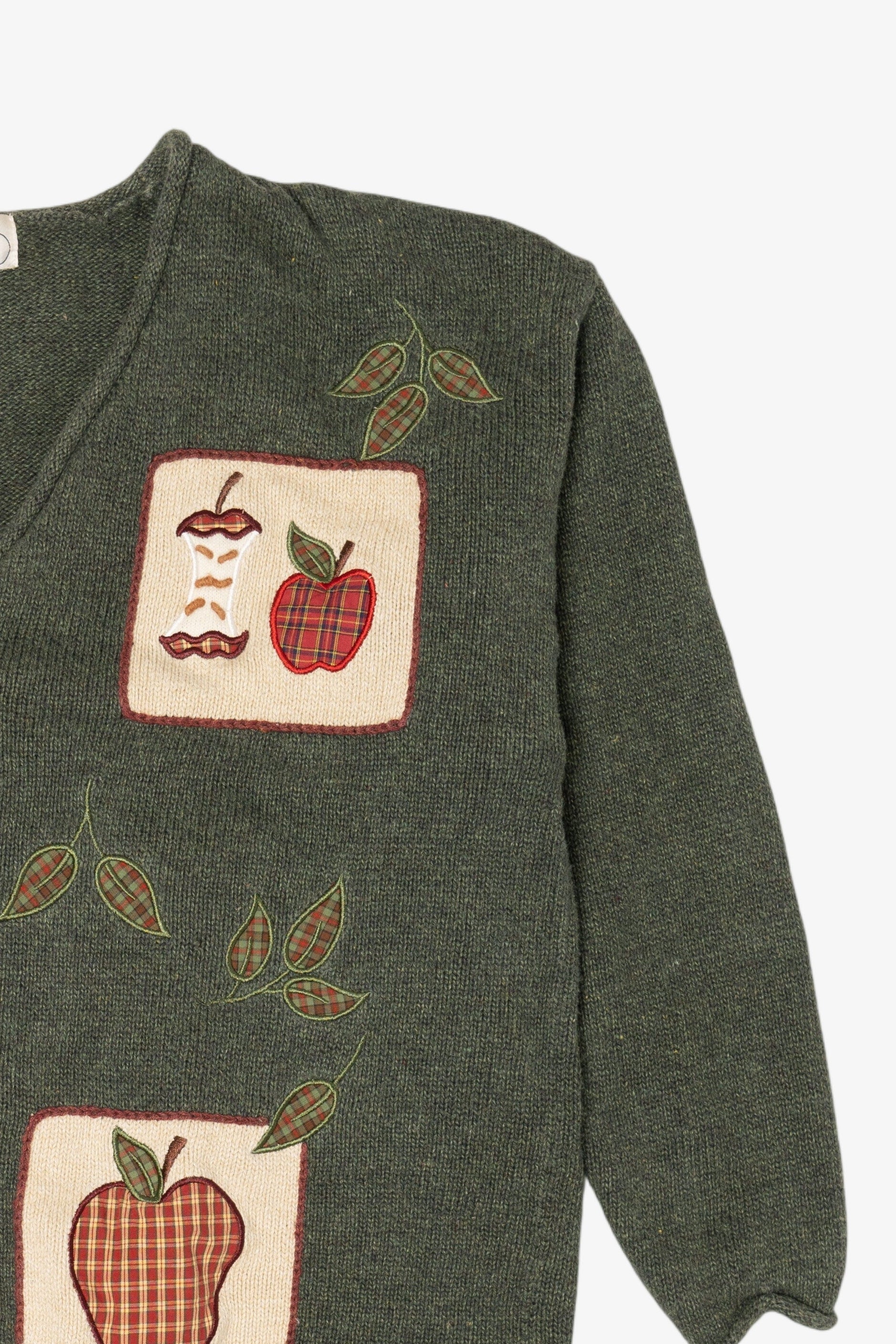 Vintage Green Mandal Bay Autumn Apple Teacher Cardigan Sweater (1990s)