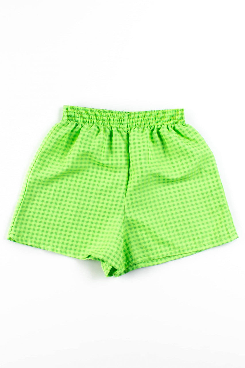 Vintage Green Checkered Swim Short