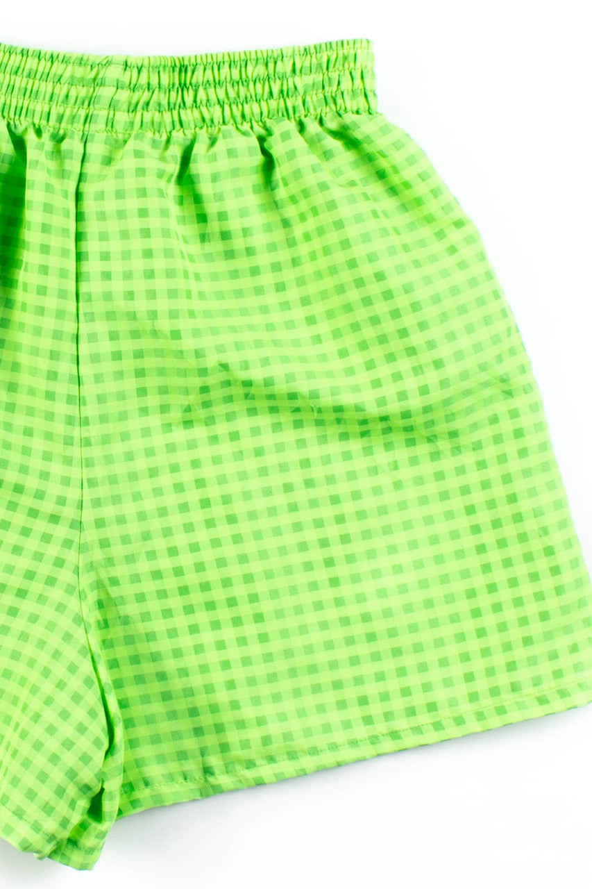 Vintage Green Checkered Swim Short
