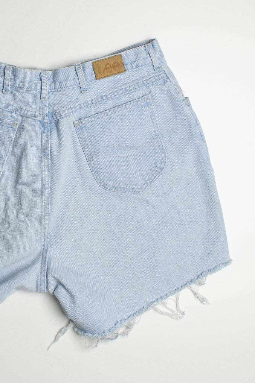 Faded Vintage Blue Denim Cutoff Jean Shorts
