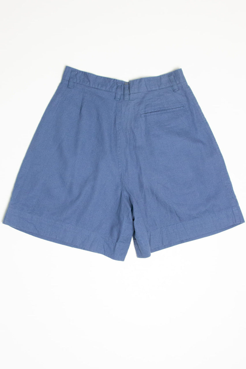 Blue Linen High Waisted Pleated Shorts (sz. 10)