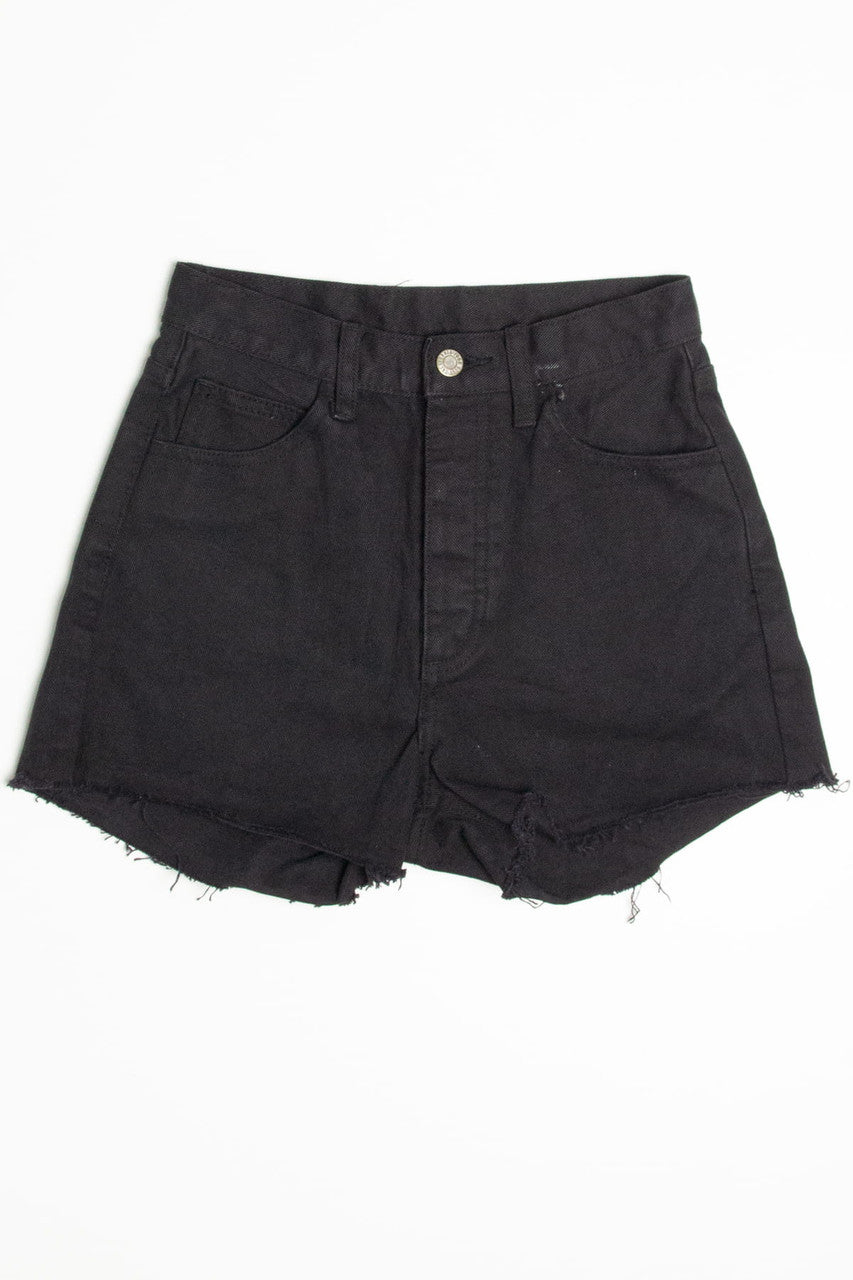Black Cut Off High Rise Denim Shorts