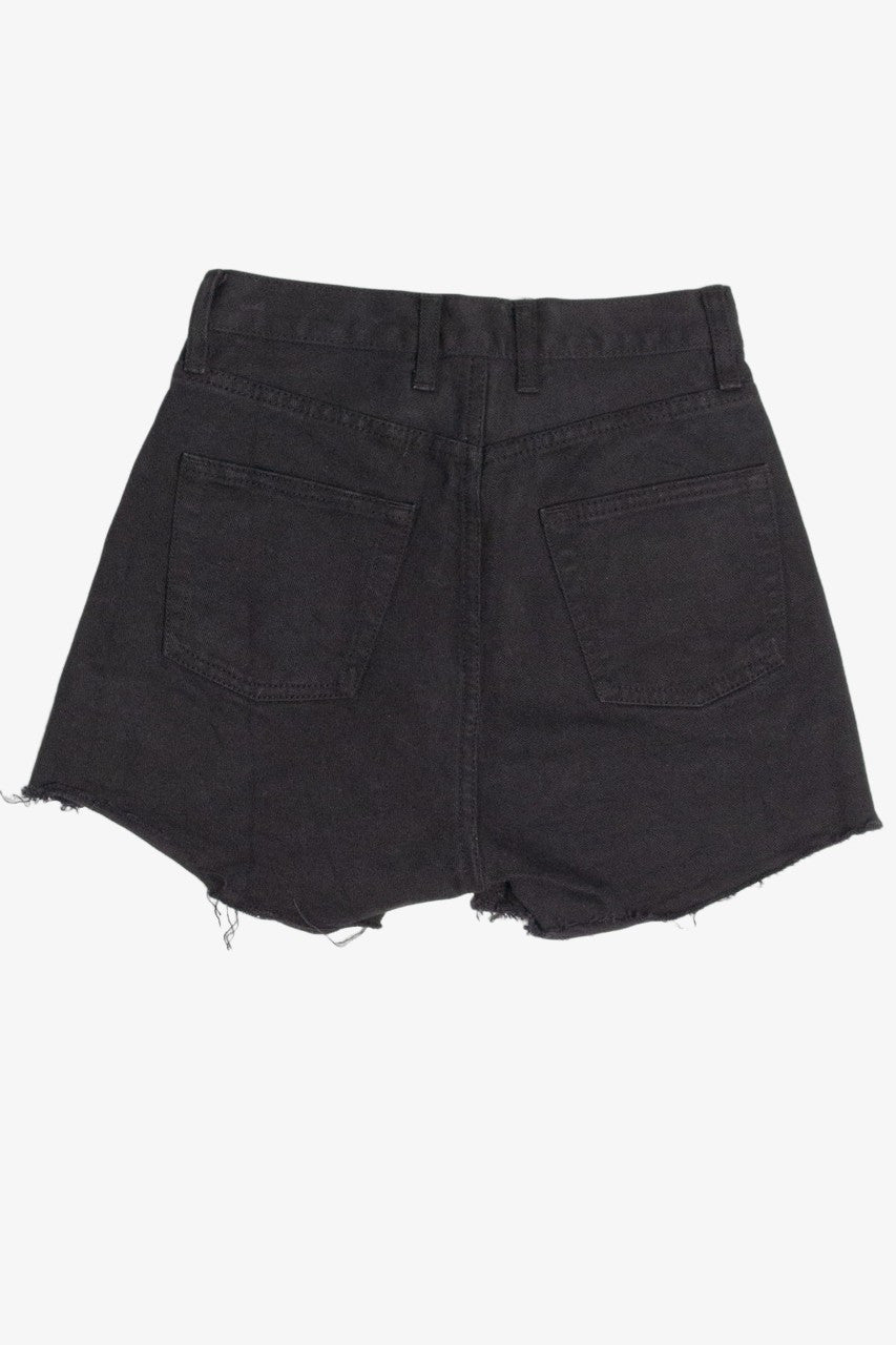 Black Cut Off High Rise Denim Shorts