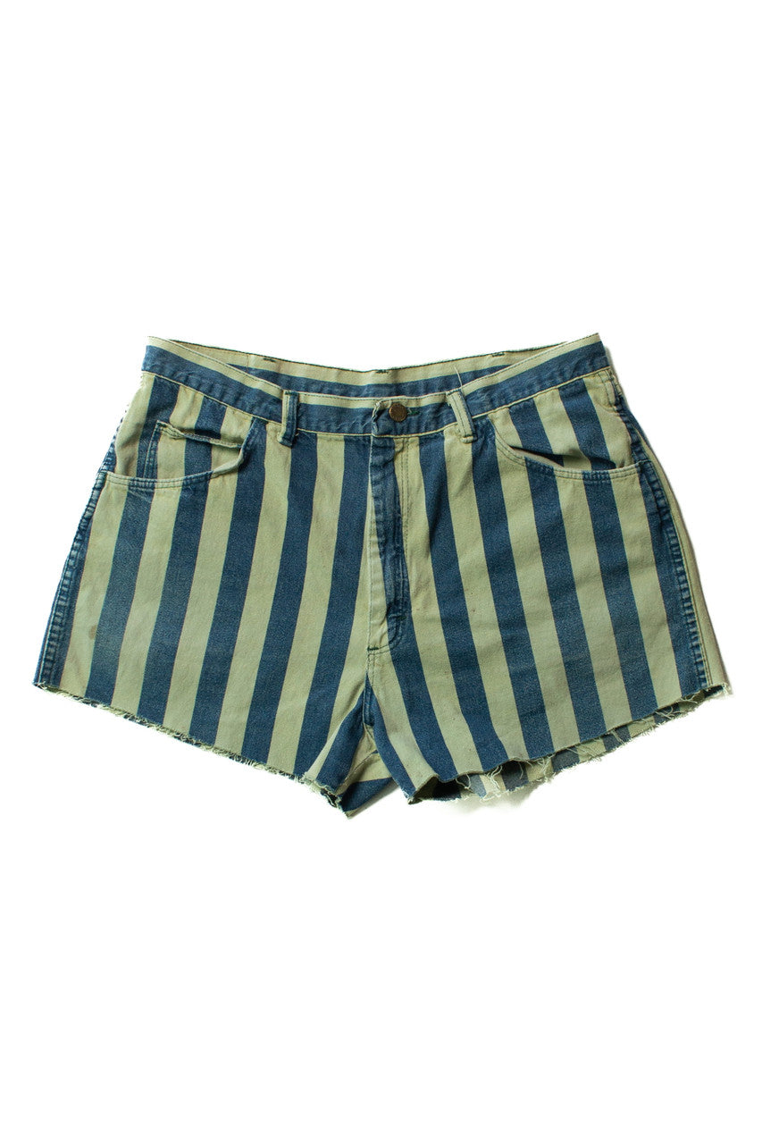 Vintage Green Striped Wrangler Cutoff Shorts (sz. 36)