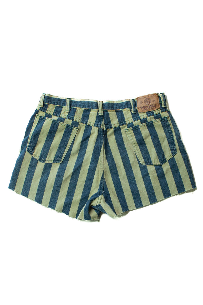 Vintage Green Striped Wrangler Cutoff Shorts (sz. 36)