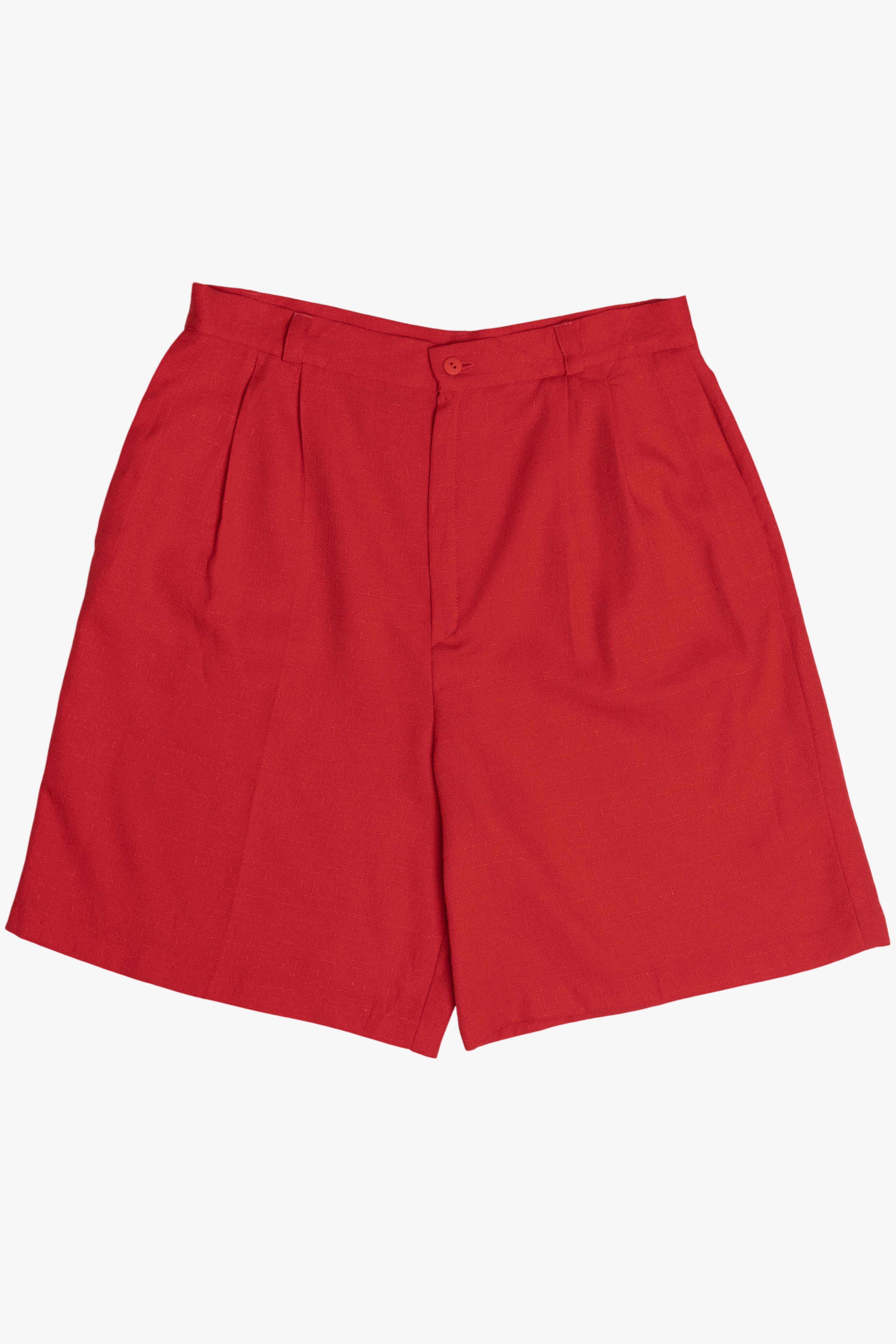 Vintage Cherry Red Linen-Like High Waisted Shorts (1980s)