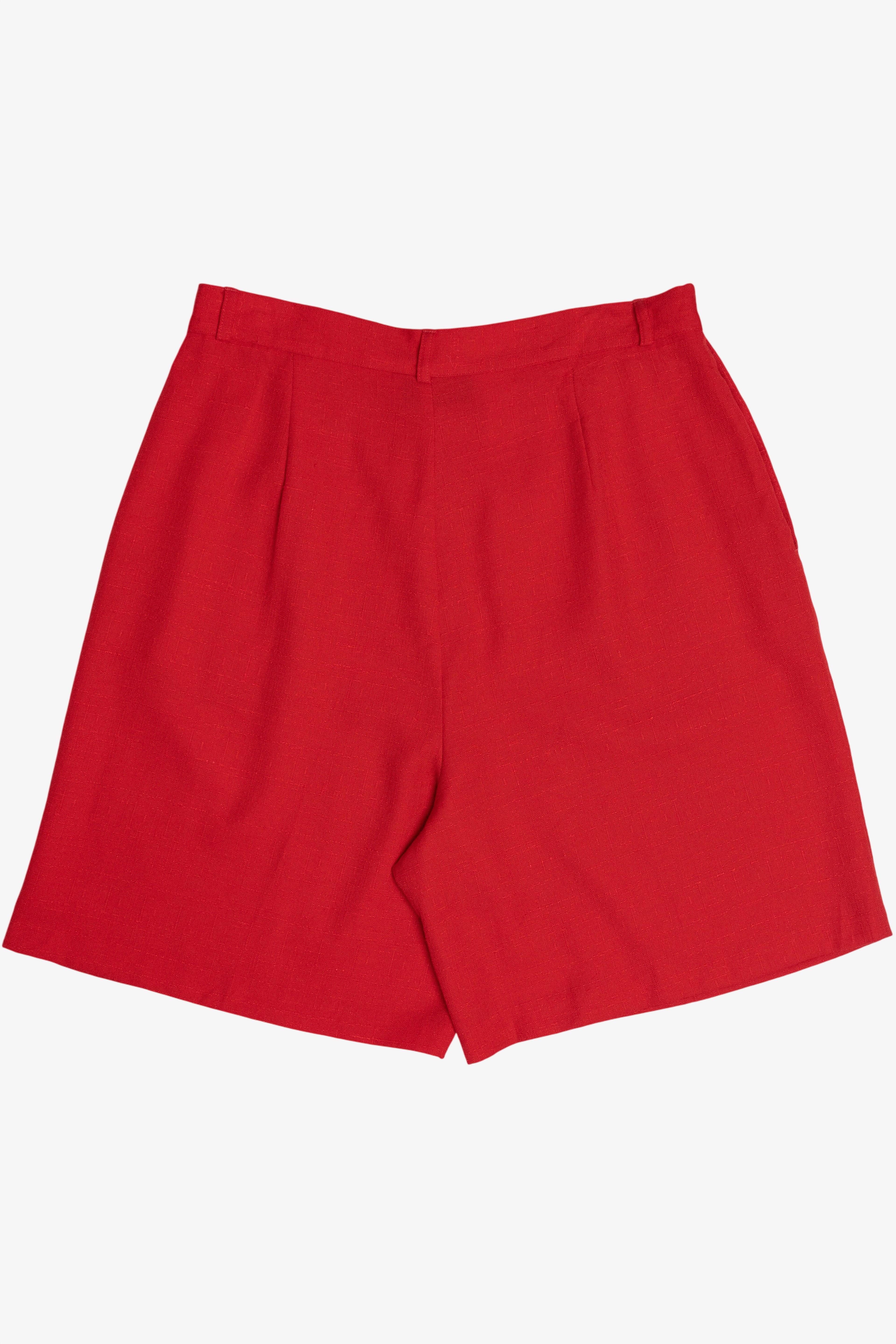 Vintage Cherry Red Linen-Like High Waisted Shorts (1980s)