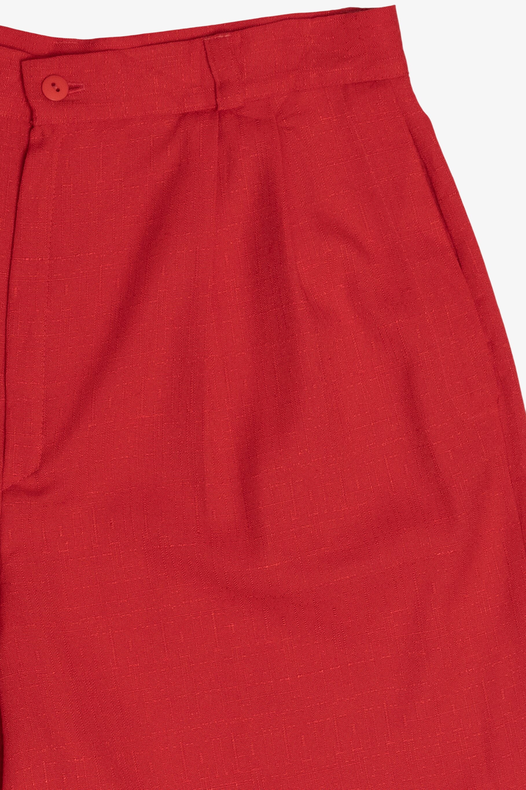 Vintage Cherry Red Linen-Like High Waisted Shorts (1980s)