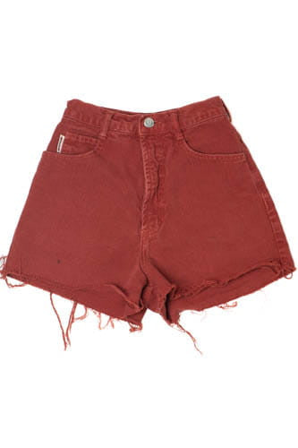 Vintage 1990's Bongo Red Rust Denim Cutoff Shorts (Sz. 1)