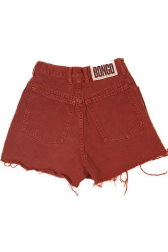 Vintage 1990's Bongo Red Rust Denim Cutoff Shorts (Sz. 1)