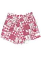 Vintage Pink Patchwork Print Denim Cutoff Shorts (Sz. 4)