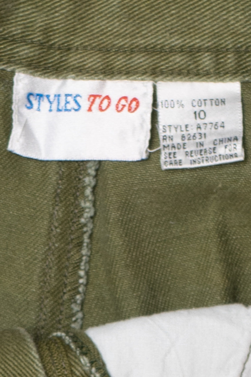 Vintage Olive Green Styles To Go High Waisted Shorts
