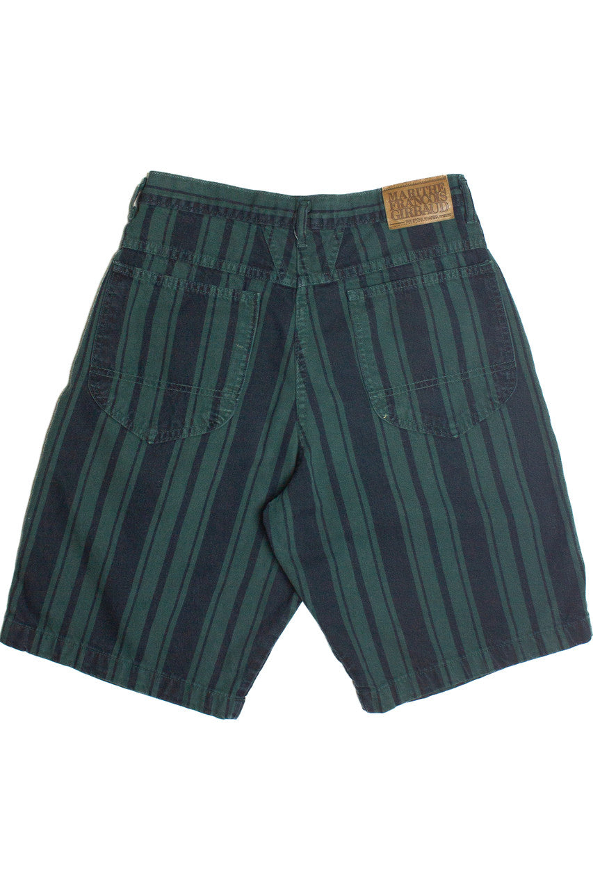 Vintage Navy Green Striped Marithe + Francois Girbaud High Waisted Shorts